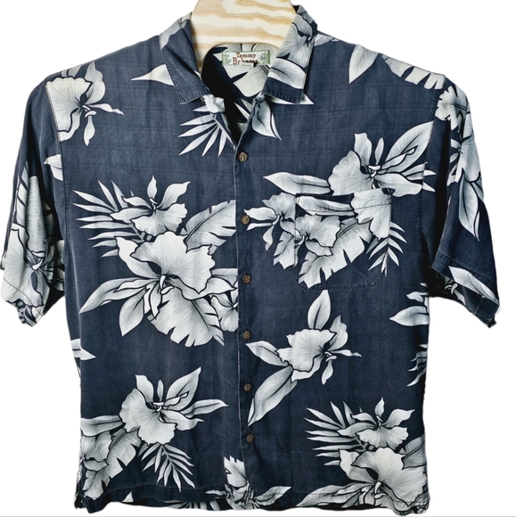 TOMMY BAHAMA 100% Silk Hibiscus Island Hawaiian Tropical Camp Shirt Size Large - Picture 2 of 10